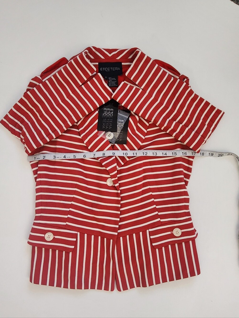 NWT Etcetera Boat Ride Red White Striped Knit Blazer Jacket Size 6